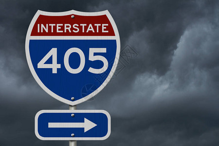 I405美国州际红蓝高速公路标志图片