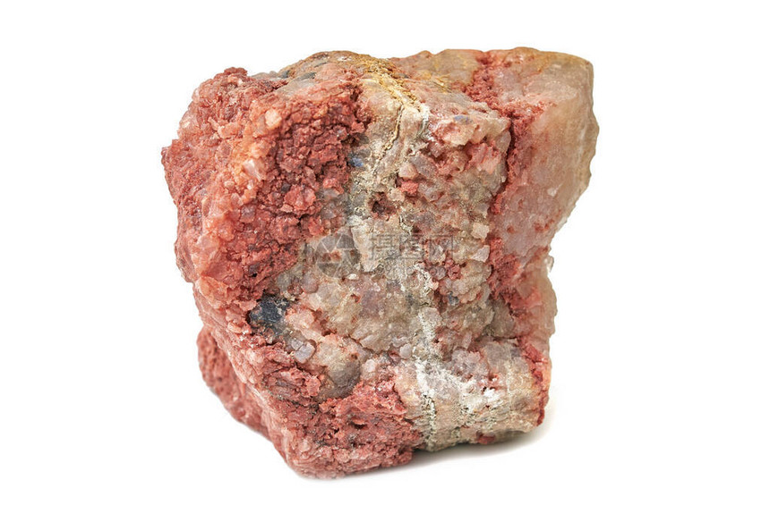天然晶状岩盐白底孤立的石灰色土层图片