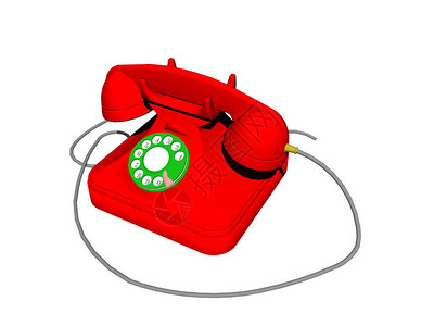 带线和拨号的红色电话图片