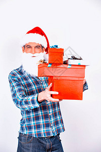 假扮圣诞老人的圣诞礼物盒图片