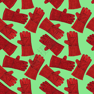 绿色背景的亮红色手套的背景图片