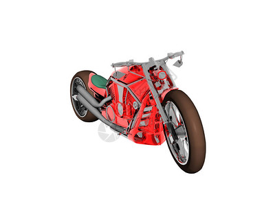 作为赛车机器的红色摩托车图片