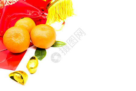 新年橙色和金块传统亚洲风格外文意为祝福与幸运图片