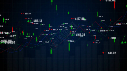 烛台图表与数字据股市或证券交易所交易价格的上升或下降趋势投图片