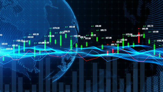 烛台图表与数字据股市或证券交易所交易价格的上升或下降趋势投图片