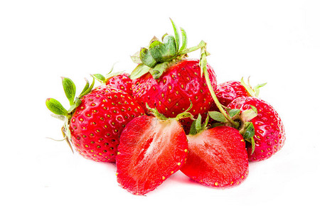 原生整半切片草莓新鲜的夏日草莓水图片