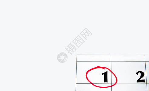 日历中的第一个数字在宏中以红色圈出计划笔记会议的日图片