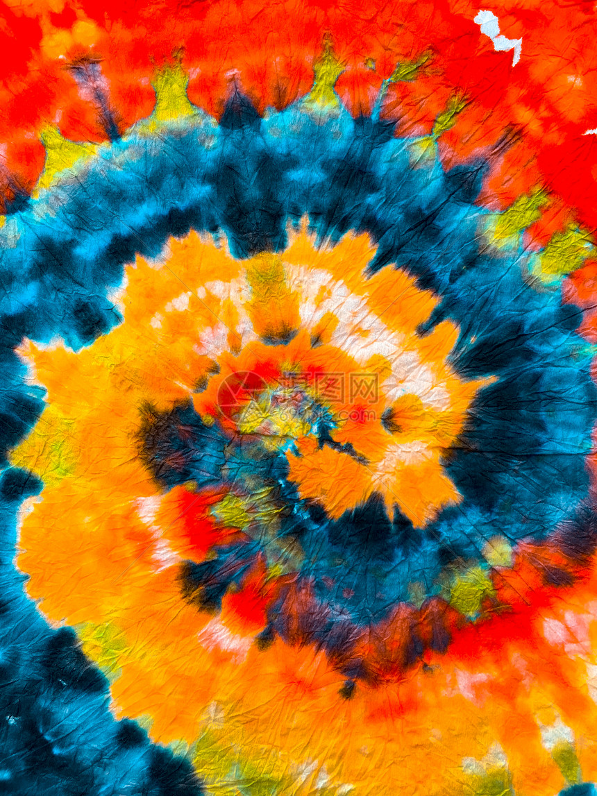迷幻漩涡纺织品嬉皮巴蒂奇充满活力的海特旧金山斯沃琪扎染螺旋背景自由tieye漩涡波西米亚染色的衣服雷鬼水彩效果蓝色图片