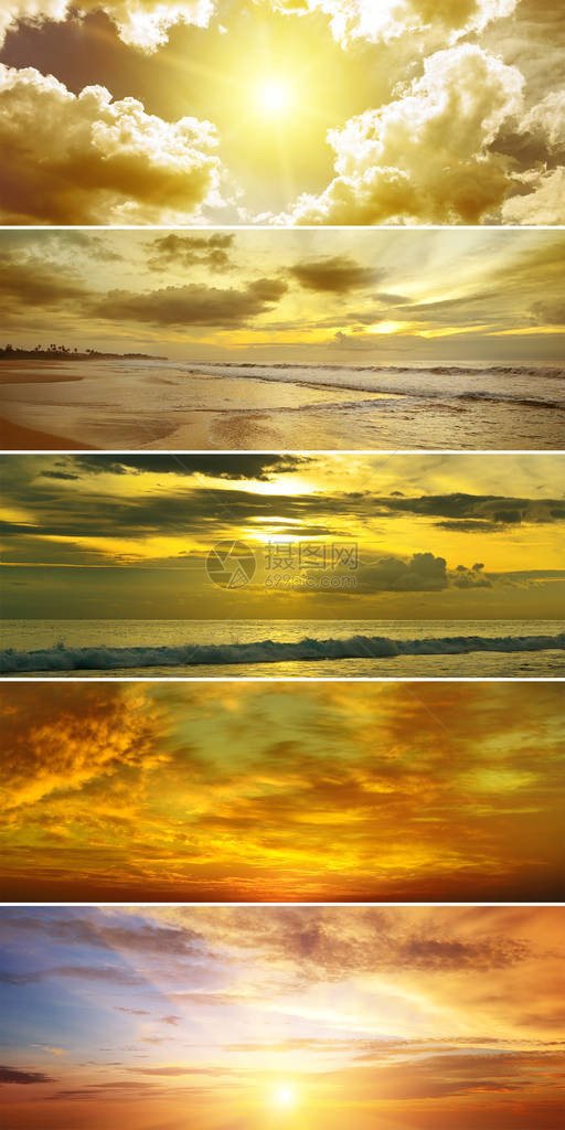 以橙色调设置热带地貌云和海洋日图片