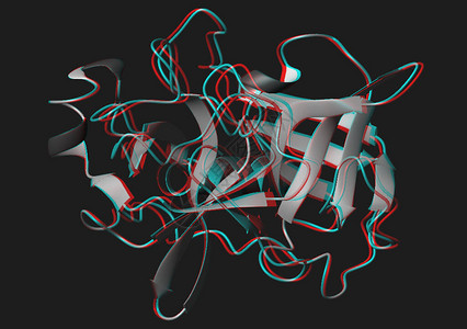 蛋白质分子模型作为丝带和焦土模背景图片