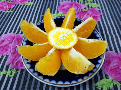 切橙子的盘子背景图片