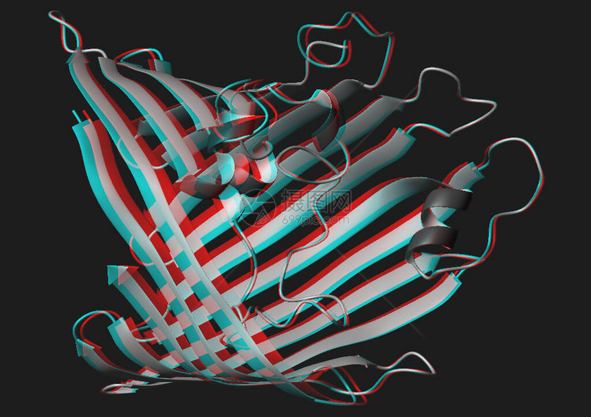 蛋白质分子模型作为丝带和焦土模图片