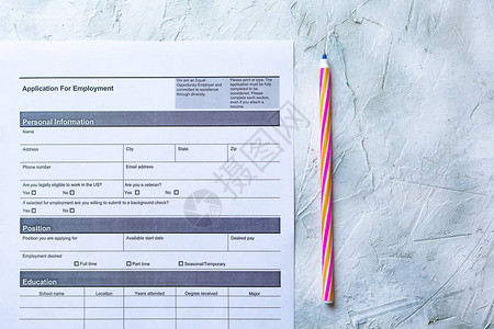 就业标准申请人力资源招聘应用概念职位申请表顶视图多彩姿图片