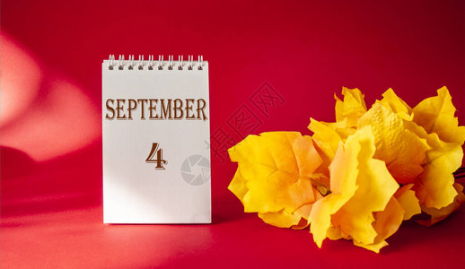 10月4日历带有文本的10月4日红图片