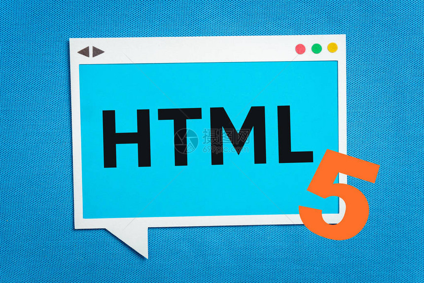 HTML5插图文字蓝色背景上的纸讲话泡和移动显示概念Web图片