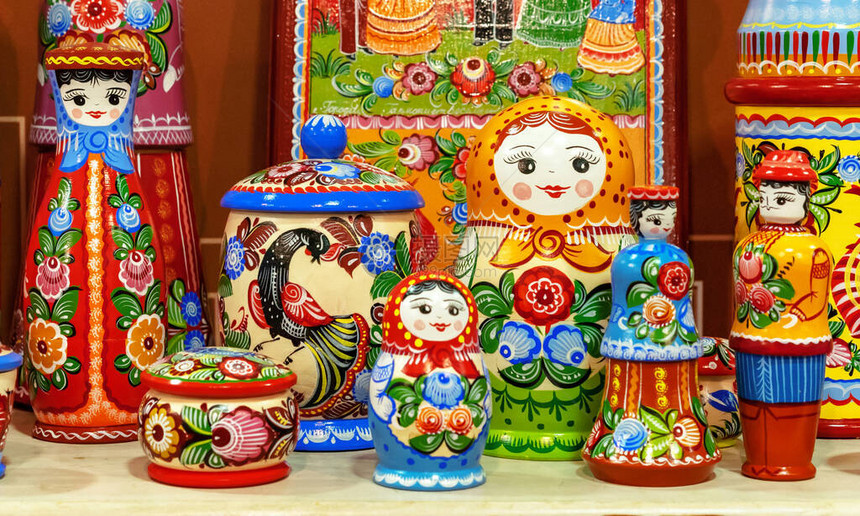 俄国的木偶娃俄罗斯的传统纪念品是一图片