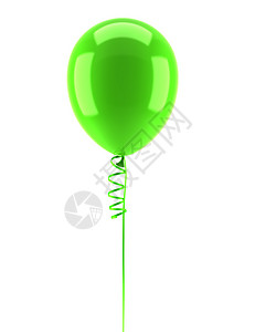一个绿色政党气球白色背景上隔离带背景图片