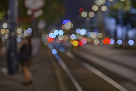 城市灯光背景摘要夜间不集中的城市背景Bo图片