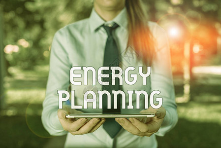 显示能源规划的文字标志展示制定能源消耗战略和计划的商业照片图片