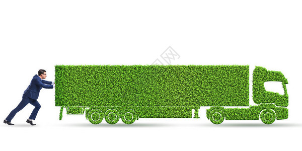 绿色生态车的商人图片
