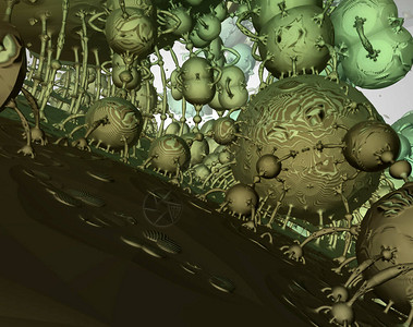 黄芩块茎3D分形渲染外星城市景观设计图片