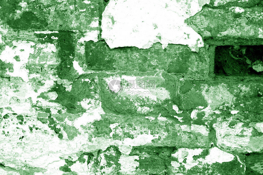 绿色的老砖墙纹理图片