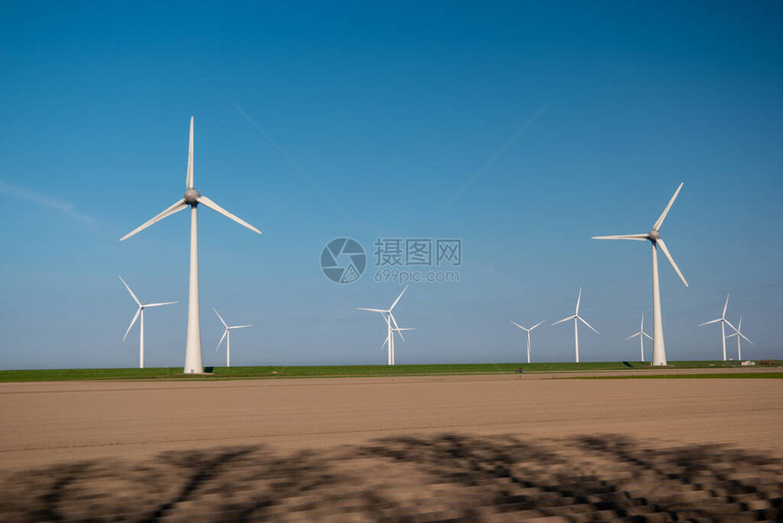 荷兰风机公园绿色能源风机磨风机涡轮机图片