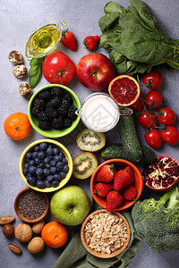 健康饮食水果蔬菜超级食品的混图片