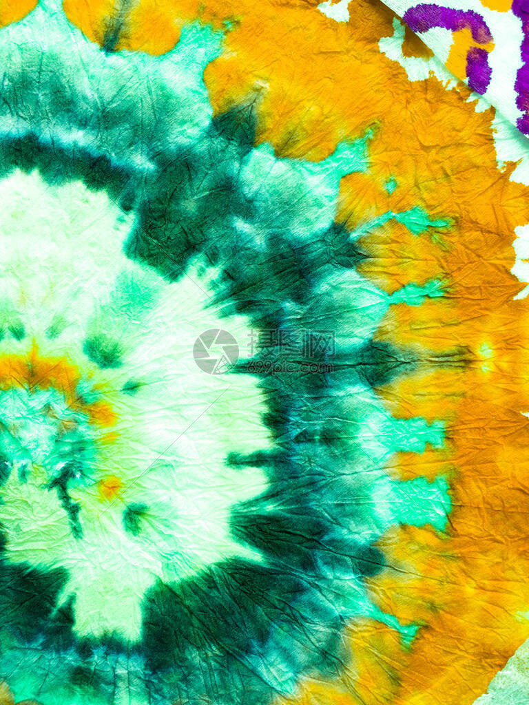 迷幻漩涡纺织品嬉皮巴蒂奇充满活力的海特旧金山斯沃琪自由tieye漩涡波西米亚染色的衣服雷鬼水彩效果绿色和绿松石图片