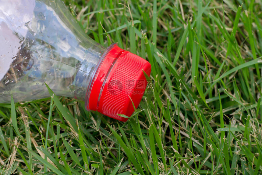 草地上的垃圾塑料瓶图片
