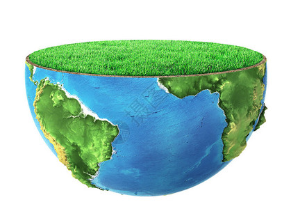 半个地球的白底绿色草地图片