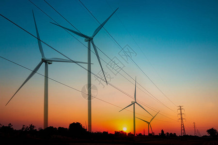 替代能源绿色能源概念风力涡轮机风流产生图片