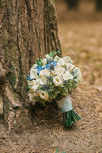 白色和蓝色的婚礼花束图片
