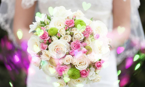 新娘与玫瑰婚礼花束图片