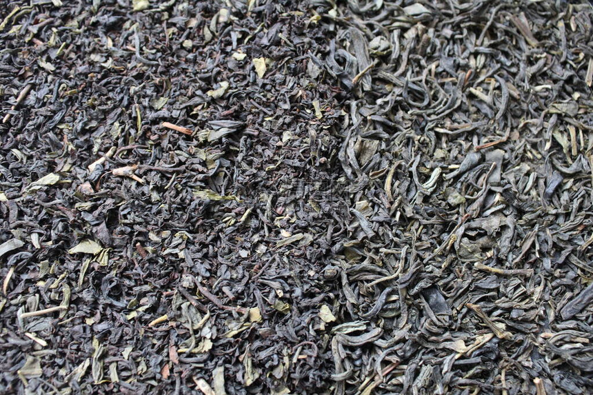 黑茶绿大叶和小叶与添加剂均匀分图片