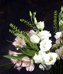 白色利图斯和粉红阿尔斯特罗梅利亚的美花布甲图片