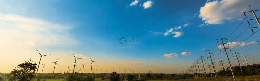 风力涡轮在风农场图片
