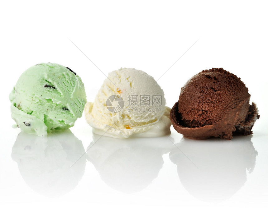 香草和巧克力冰淇淋勺图片
