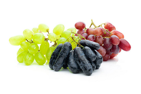 白色背景上的葡萄绿色和红色图片