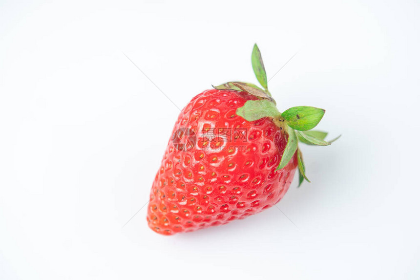 一只草莓贝果白色背图片