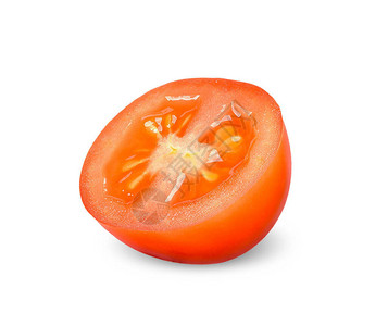 半红番茄在白色西红柿剪切路径上隔图片