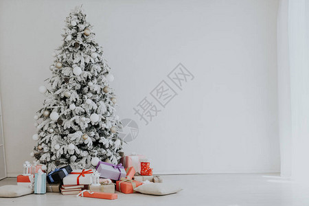 圣诞树带礼物的圣诞树节日装背景图片