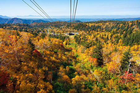 秋天的旭山北海道驹岳高清图片