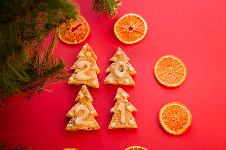 Gingerbreadcookies2021年贺卡套餐圣诞树装饰背景图片