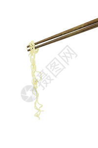 筷子夹着被白色背景隔开的东方面条图片