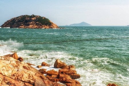香港岛石欧海滩的落基海岸图片