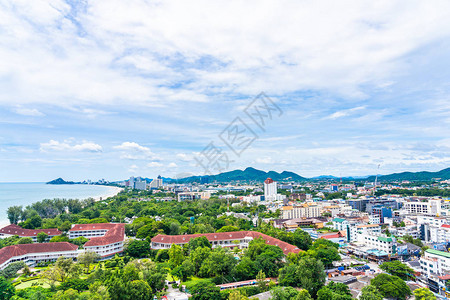 泰国海湾周围华兴市的美丽风景与城背景图片