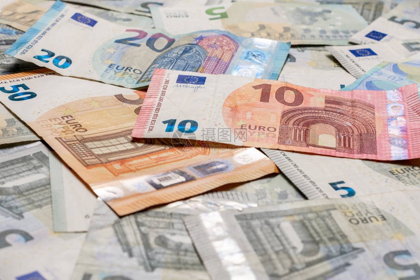 不同的欧元钞票漂亮的纸币质图片