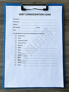 表上带有图表的债务合并贷款文件图片