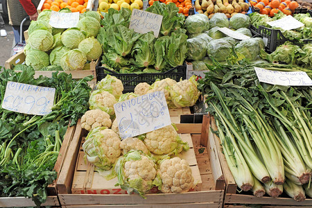 超市里有不同蔬菜和水果的市场图片